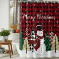 thumbnail image 3 of Snowman Xmas Tree Red Black Buffalo Plaid Shower Curtain for Bathroom, Winter Snowflakes Waterproof Shower Curtains Washable Quick Dry with Hooks Bathtub Curtains 60x72IN, 3 of 9