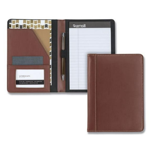 SAM Contrast Stitch Leather Padfolio, Tan