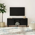 thumbnail image 2 of Modern TV Stand, 2 Door w/ Middle Shelf  (1499 x 406 x 635mm / 59 x 16 x 25in), Black, 2 of 9