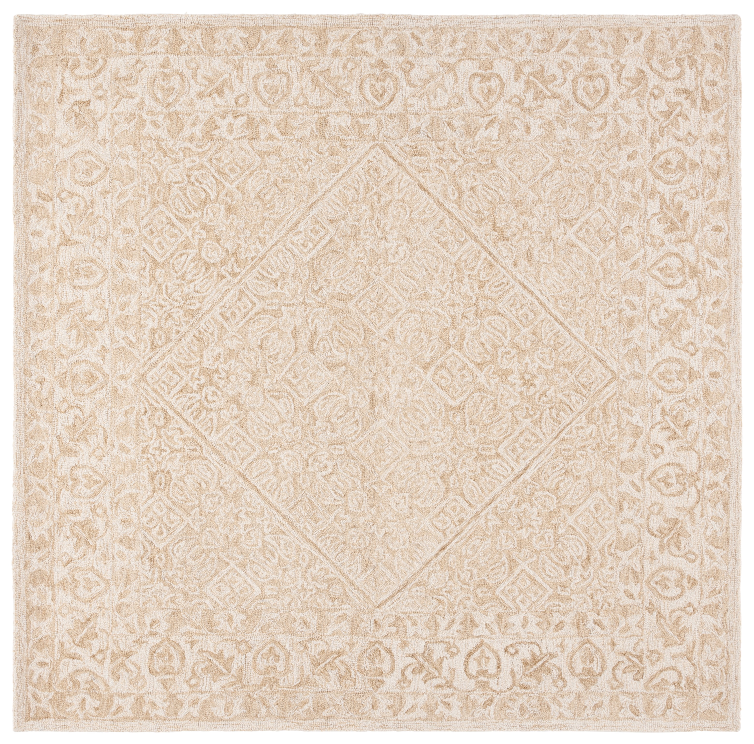 Safavieh Dip Dye Felicia Floral Area Rug, Light Beige/Ivory, 7' x 7' Square