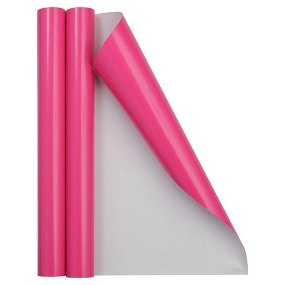 JAM Paper Glossy Wrapping Paper, 52.6 Sq ft Total (17 in x 18 Ft Each), Fuchsia Pink, 2 Rolls