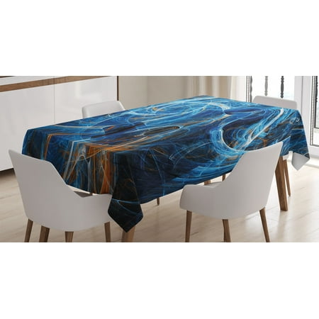 

Fractal Tablecloth Chaos Curves Hollow Science Fiction Style Space Wind Abstract Digital Artwork Rectangular Table Cover for Dining Room Kitchen 60 X 90 Inches Blue Golden by Ambesonne
