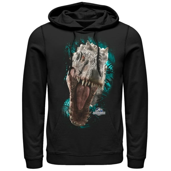 Men's Jurassic World Red-Eyed Monster  Pull Over Hoodie Black Small