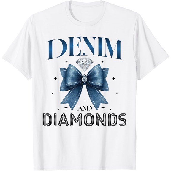 Women Denim and Diamonds Coquette Bow T Shirt All Size S-5XL