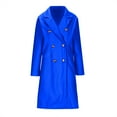 thumbnail image 5 of DDAPJ pyju Womens Long Trench Coat Double Breasted Notch Lapel Jackets Lightweight Oversized Windproof Fall Overcoat Blue XL, 5 of 6
