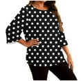 thumbnail image 2 of Gamivast Women Plus Size Tops 3/4 Sleeve Polka-Dot Graphic Cute Casual Blouse Trendy Drop Shoulder Crew Neck Blouse Loose Tunic Going Out Tee Shirts, 2 of 6