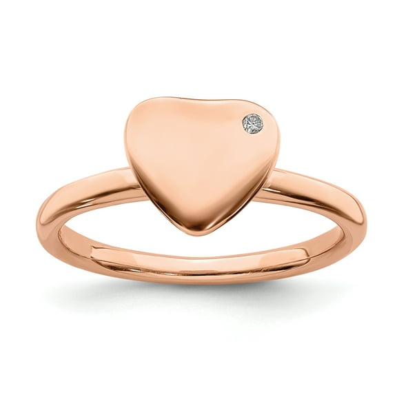 Sterling Silver Rose Gold-plated Heart Diamond Ring
