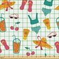 thumbnail image 2 of Ambesonne Beach Fabric by the Yard Upholstery, Slippers Sunglasses Cherries, 5 Yards, Pale Ruby Teal and Orange, 2 of 5