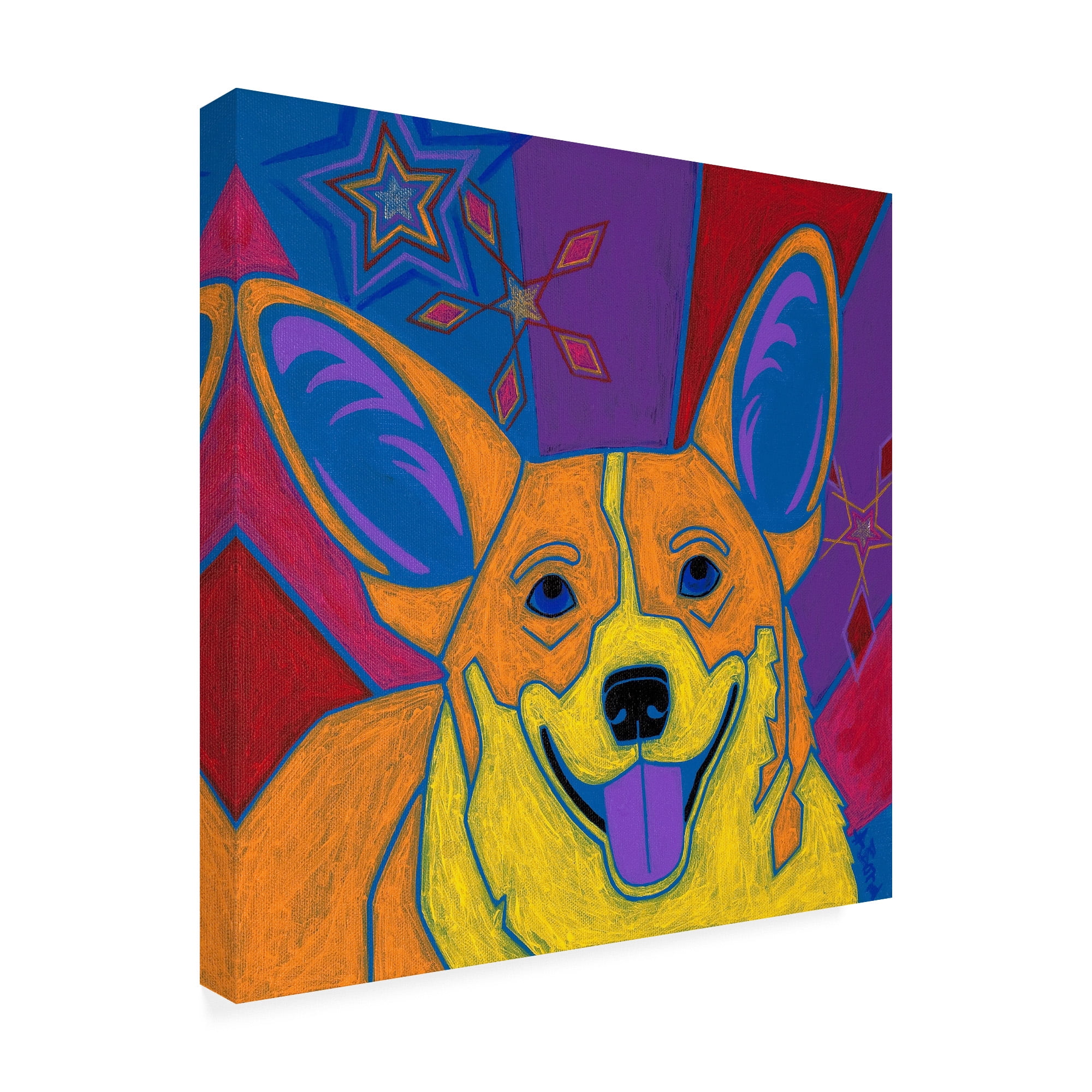 Trademark Fine Art 'Joyful Corgi' Canvas Art by Angela Bon