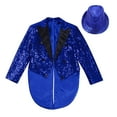 thumbnail image 3 of Alvivi Kids Boys Shiny Sequins Tailcoat Blazer with Fedora Hat Wedding Party Tuxedo Suit Dress Coat Blue 10, 3 of 7