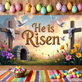 thumbnail image 5 of LUUFILx Easter Wall Banner Backdrop Cross He is Risen Religious Background Spring Celebration Church Decoration Photography Props Christian Decor, 5 of 8