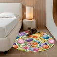 thumbnail image 2 of Round Rug 3.3Ft Washable Non-Slip, Easter Colorful Eggs Circle Area Rugs for Living Room Bedroom, Spring Floral Polka Dot Green Striped Indoor Floor Mats Carpet Runner for Home Decor Aesthetic, 2 of 8