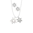 thumbnail image 2 of Delight Jewelry Silvertone Open Design Sun Silver tone Snowflake Charm Necklace and Stud Earrings, 2 of 4