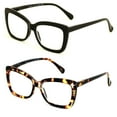 thumbnail image 2 of 2 Pairs Women Big Lens Butterfly Reading Glasses - Fun Cateye Clear Lens Readers - Black Tortoise, 2 of 3
