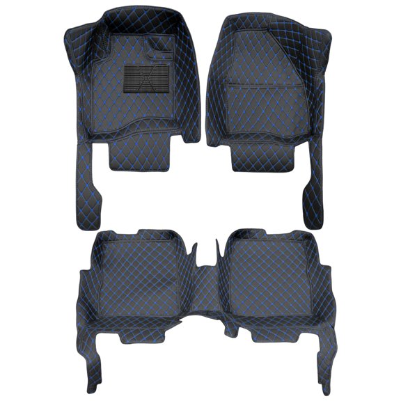 Tuqiang Car Floor Mats for Jaguar F-Pace 2016–2024 Lister Stealth Floor Liner Carpet Waterproof Anti-Skid PU Leather Full Coverage Liner Front ＆ Rear Mat Black and Blue