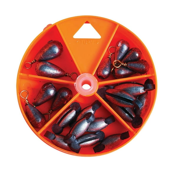 Eagle Claw Q02180H-008 All-In-One Rubber Core/Bass Casting Sinker Assortment, 21 Pieces, All-In-One Rubber Core/Bass Ca