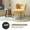 thumbnail image 5 of Upholstered Sherpa Barrel Accent Chair White Cutout Back Armless Wooden Legs Home Bedroom Living Room Office Adult Mustard, 5 of 8