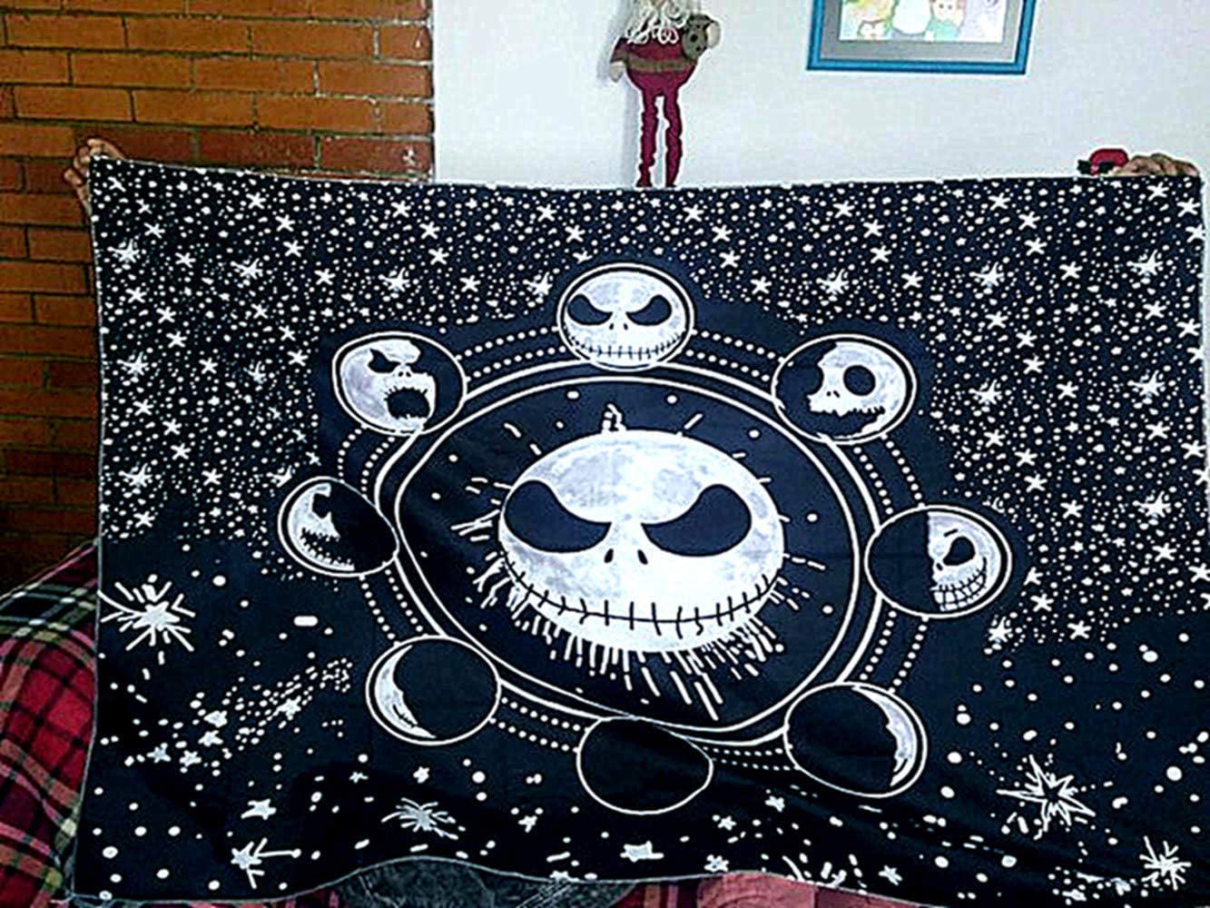 Onzutz Nightmare Before Christmas Tapestry Wall Hanging Starry Night Sky Gift For Movie Lover Tapestry Skin-Friendly Tapestry for Bedroom Aesthetic Wall Tapestry 51x59 Inches, 130x150 cm