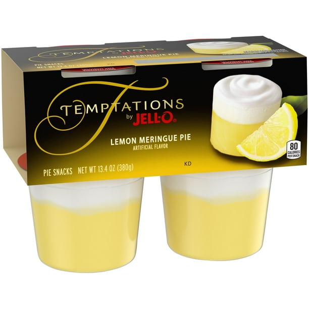Jell-O Temptations Lemon Meringue Pie Pudding Cups Snack, 4 Ct