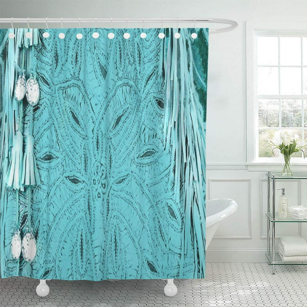 CYNLON Western Turquoise Tassels Look Fringe South Tribal Bathroom