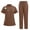 Brown, variant on Scrubs Set for Women Nurse Uniform Jogger Suit V-Neck Scrub Top & Jogger Pant with Pockets for Nurse Workwear Red M