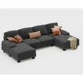 thumbnail image 2 of Homall Modern U-Shape 6 Seat Sectional Sofa, Corduroy Modular Couch, Oversized Sofa with Chaise for Living Room, 2 of 7