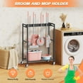 thumbnail image 2 of Broom and Mop Holder, Broom Storage Hanger, Cleaning Cart with Broom and Mop Hanger, Cleaning Cart with Wheels, Janitorial Cart for Household, Laundry Room Organization, 2 of 6