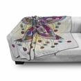 thumbnail image 3 of Butterfly Soft Flannel Fleece Throw Blanket, Moth with Fantasy Spring Floral Blooms on Sunny Backdrop Image, Cozy Plush for Indoor and Outdoor Use, 50" x 70", Multicolor, by Ambesonne, 3 of 6