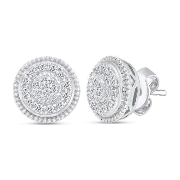 AFFY 1/6 Carat Round Shape White Natural Diamond Vintage-Style Stud Earrings In 14K Gold Over Sterling Silver (0.16 Cttw, I2-I3 Clarity)