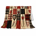 thumbnail image 2 of YShenghong Country Patchwork With Hearts Cottages And Mugs Printed Flannel Blanket, 2 of 7