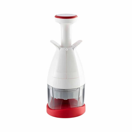 Leifheit Comfort Food Chopper with Rotating Blades, White and Red