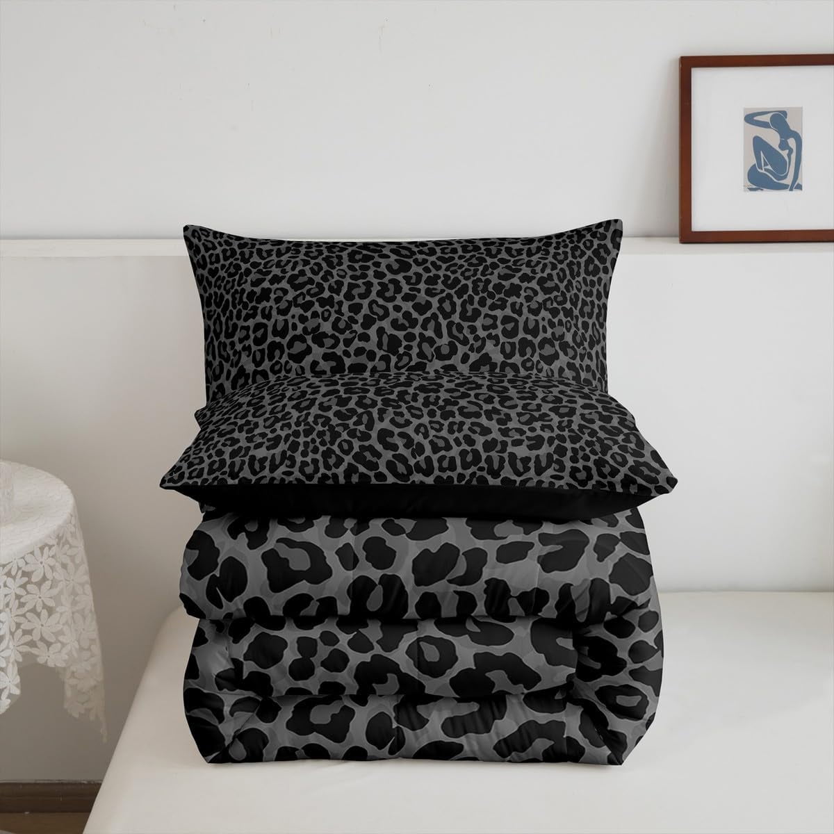 Feelyou Leopard Print Twin Comforter Sets, Modern Fashion Bedding Set, 2pcs