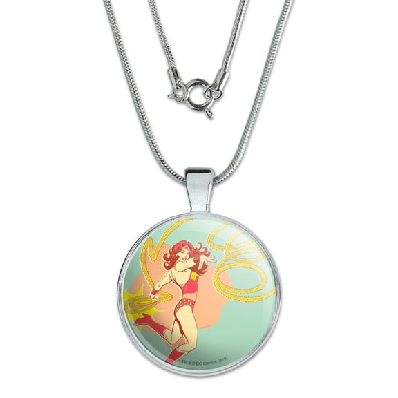 Wonder Woman Golden Lasso 1" Pendant with Sterling Silver Plated Chain