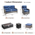 thumbnail image 2 of Giantfurnni 6 Pieces Wicker Patio Fire Pit Sets with 2 Swivel Rocking Chairs, Sofa, 2 Ottomans and 43 Inch Fire Pit Table, Outdoor Furniture Set with 6" Thick Cushion, 2 of 13