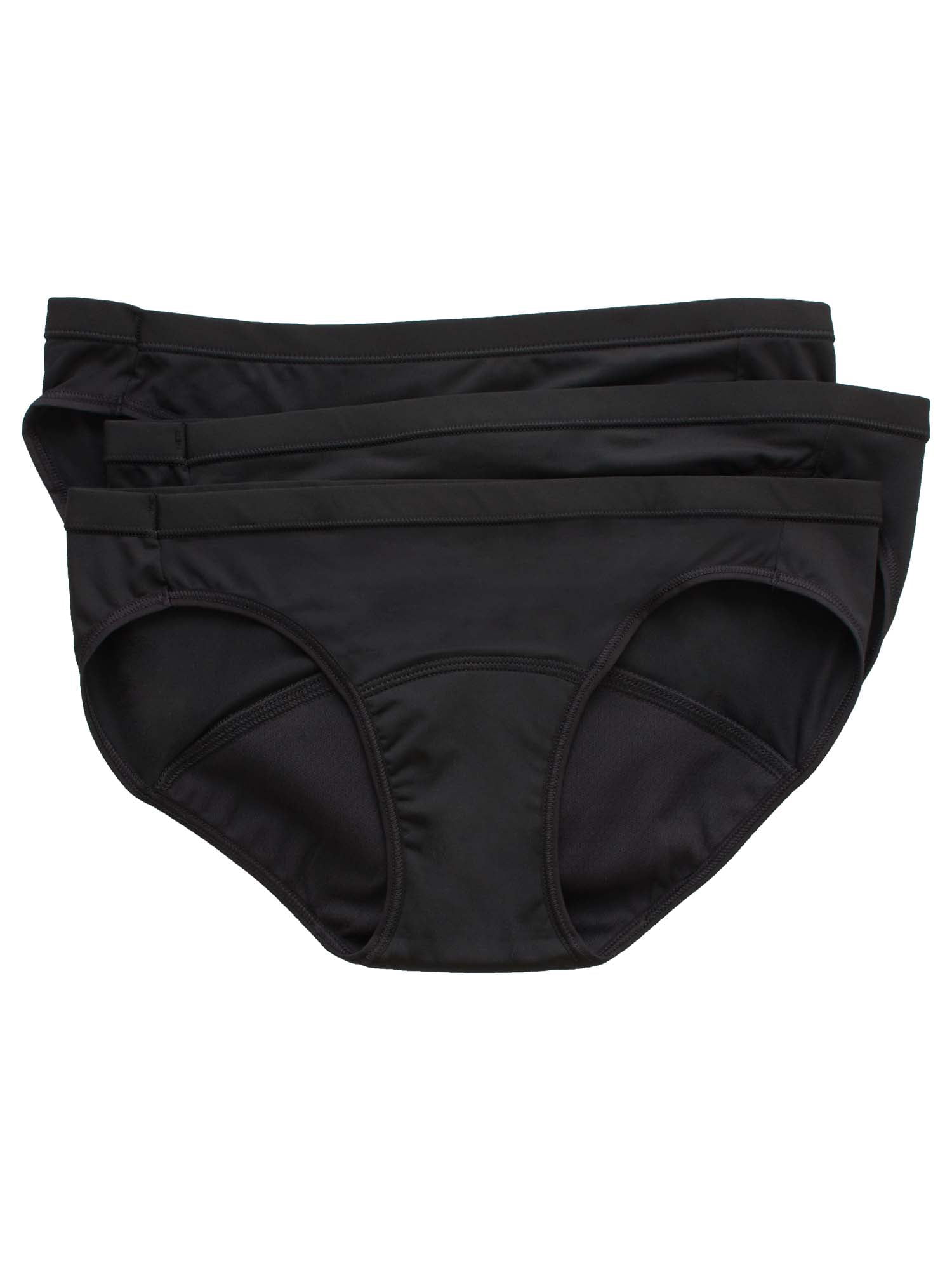 Hanes Comfort, Period.™ Bikini Underwear, Light Leaks, Black, 3-Pack 8 ...
