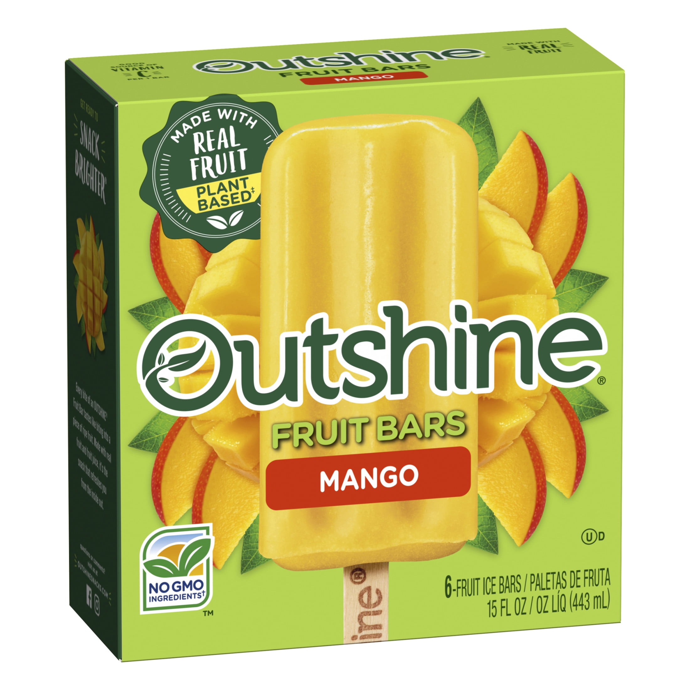 Outshine Mango Frozen Fruit Bars, Non-GMO, Gluten Free, 6 Count