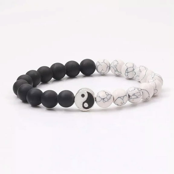 HOOUN Chakra Crystal Lava Stones Bracelet Healing Beads Tai chi Yin Yang Anxiety Gift