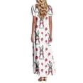 thumbnail image 4 of LWavelet Women's V-Neck Ruffle Sleeve Bunny & Easter Egg Print Maxi Dress for Easter & Casual Outfits Red S, 4 of 4