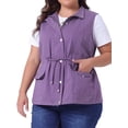thumbnail image 2 of DARING DIVA Women's Plus Size Lightweight Sleeveless Anorak Cargo Vest 3X Purple, 2 of 6