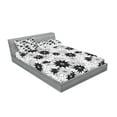 thumbnail image 2 of Ambesonne Vintage Fitted Sheet & Pillow Sham Set, Flowers Bridal Floral, Queen, White Black, 2 of 2