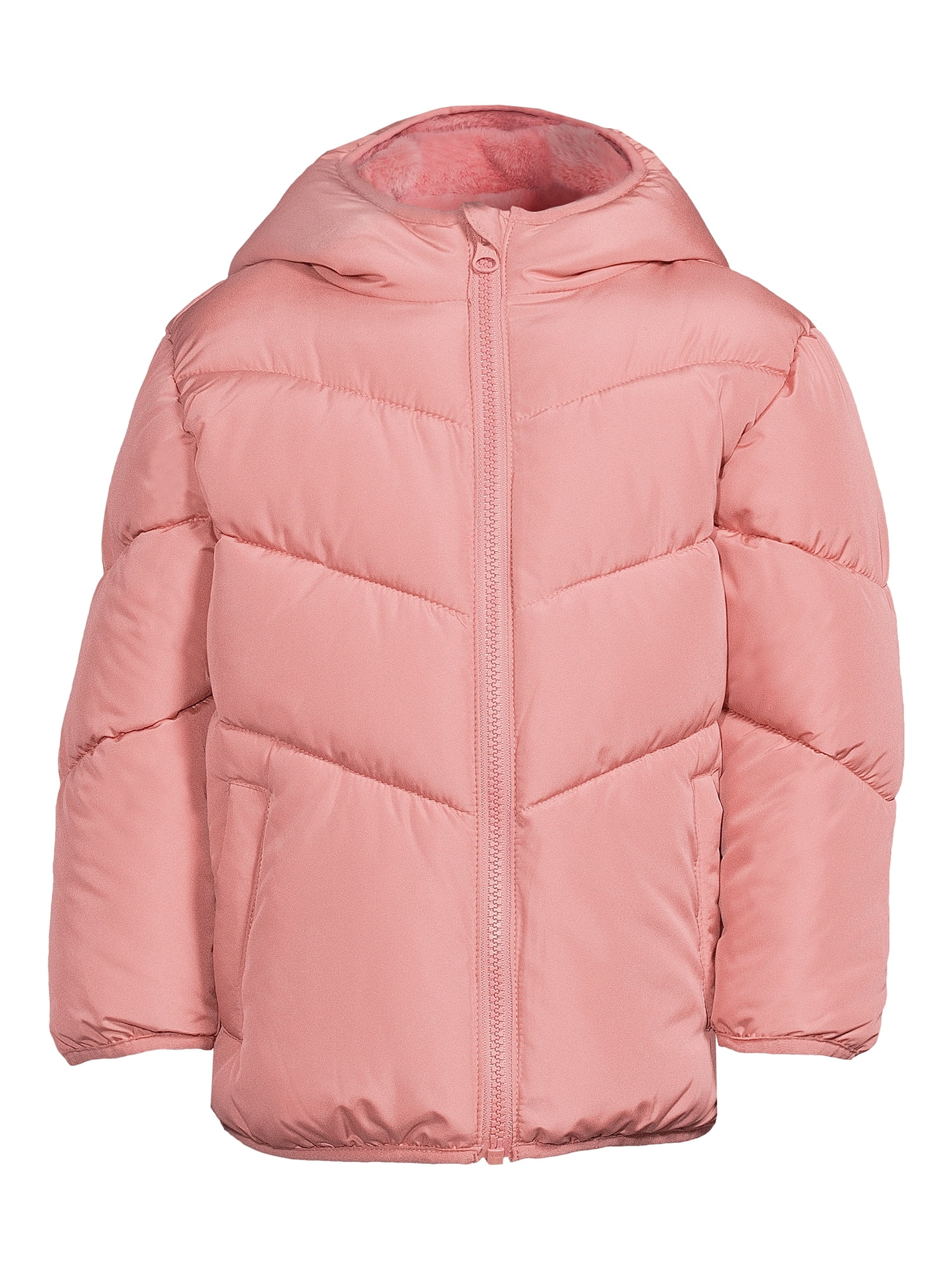 Swiss Tech Baby and Toddler Girls Puffer Jacket with Hood, Sizes 12M-5T