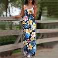 thumbnail image 2 of Jumpsuits for Women Summer Casual Floral Print Sleeveless Jumpsuit High Waist Wide Leg Pant Rompers with Pockets Blue XXXL, 2 of 5