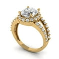 thumbnail image 2 of 2.78 ct Oval Cut Clear Crystal 18k Yellow Gold Engraving Statement Bridal Wedding Halo Designer Ring Size 8, 2 of 5