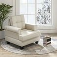 thumbnail image 2 of Gymax Mid-century Modern Accent Armchair with Thick Pillow & Cushion Studded Chair Beige, 2 of 8