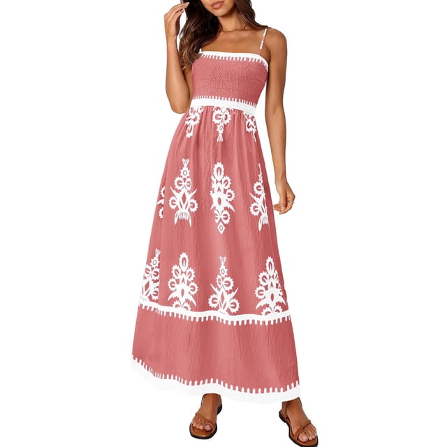 Vestido PRETTYGARDEN Bohemio Floral de Tirantes Finos Maxi Talla XX-Large