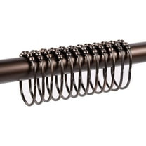 Shower Curtain Rings for Bathroom, Decorative Polished Oil Rubbed Bronze Finish, Easy Glide Rollers, 100% Rustproof Home Fashions Shower Curtain Hooks Set of 12