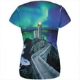 thumbnail image 2 of Northern Lights Aurora Lighthouse All Over Womens T Shirt Multi X-LG, 2 of 2