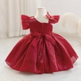 thumbnail image 2 of IBTOM CASTLE Baby Girl Birthday Dress Shiny Asymmetric Ruffle Tulle Tutu Dresses Princess Formal Flower Pageant Wedding Party Gown 1-2T Red, 2 of 7