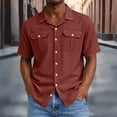 thumbnail image 2 of CBASIHI Mens Short Sleeve Button Down Shirts with Pockets- Loose Fit Casual Breathable Collared Summer Business Work Wear Top Wine Size XL, 2 of 8