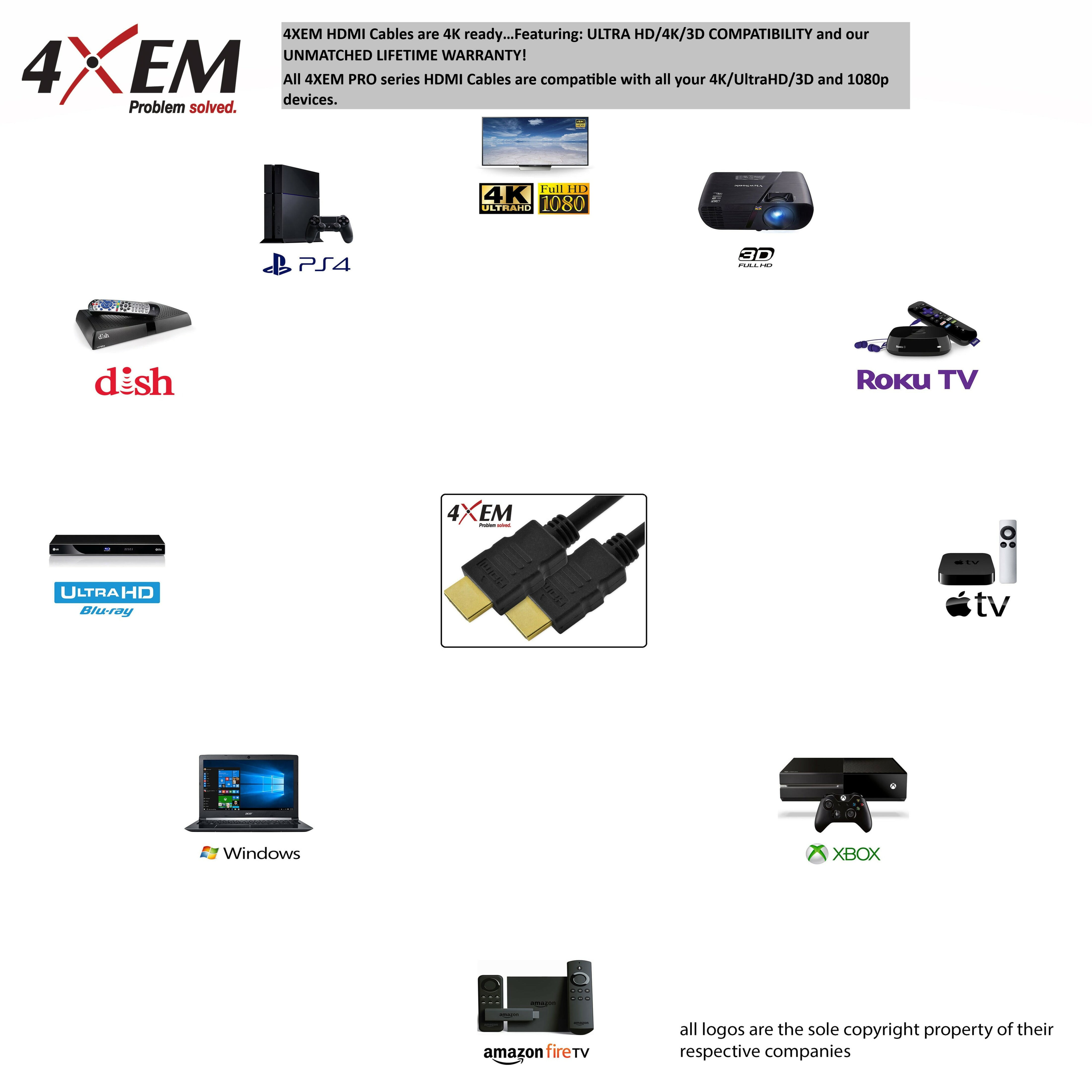 4xem 4XHDMI4K2KPRO10 10Ft 3M High Speed Hdmi 1.4 Pro Cable 4Kx2K 4K2K Ethernet Ultra Hd